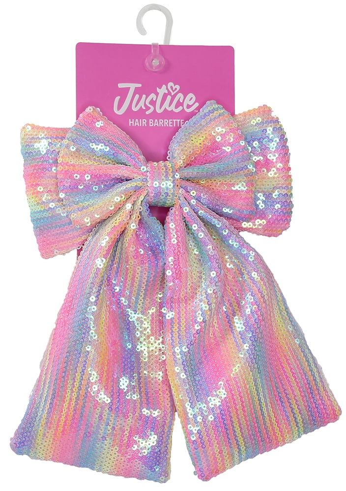 Justice Girls Iridescent Multi Sequin Bow Hair Barrette
