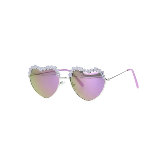 Justice Girls Flower Heart Sunglasses, Purple