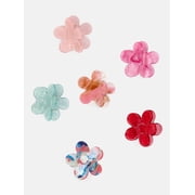 Justice Girls Multi Marbled Flower Claw Hair Clips, 6-Piece Set