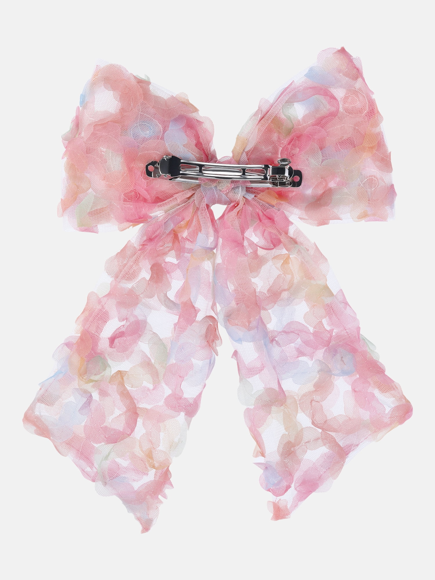 Justice Girls Multi-Color Mesh Texture Bow Barrette Clip