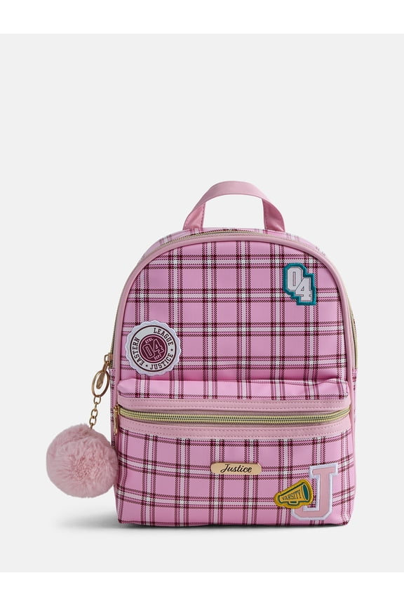 Girls Pocket Mini Backpack, Pink Plaid