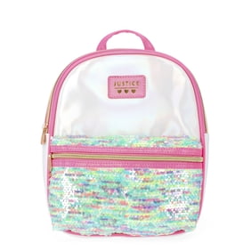 Justice Girls Silver Pocket Mini Backpack