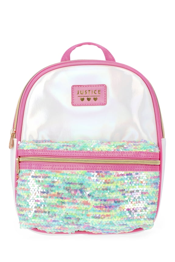 Girls Silver Pocket Mini Backpack