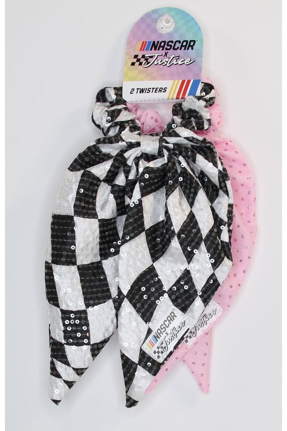 Girl's NASCAR Pink & Black Scarf Hair Twisters 2-Piece Set