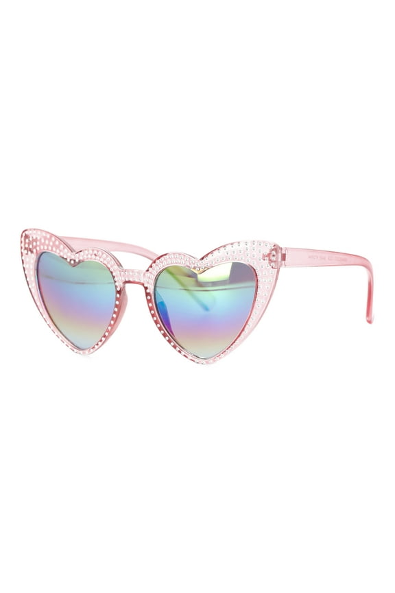Girl's Retro Heart Sunglasses, Pink