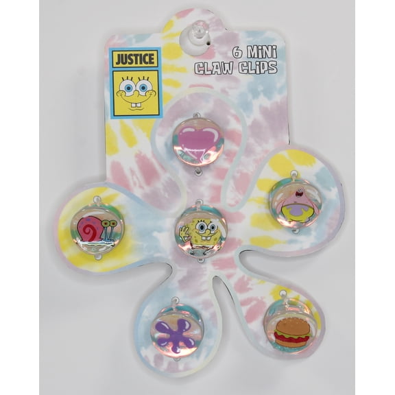 Justice x SpongeBob SquarePants Girls Bubble Mini Claw Clips, 6-Piece Set, Multi-Color