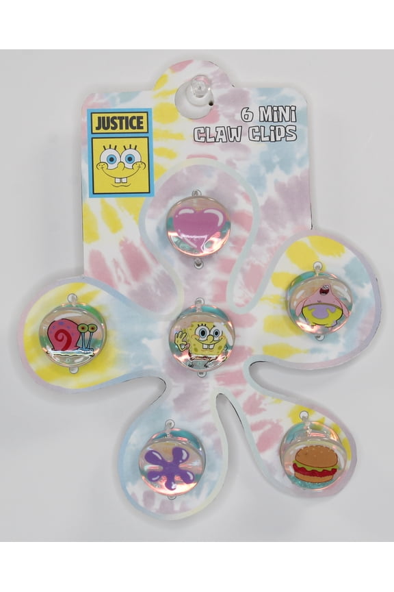 x SpongeBob SquarePants Girls Bubble Mini Claw Clips, 6-Piece Set, Multi-Color