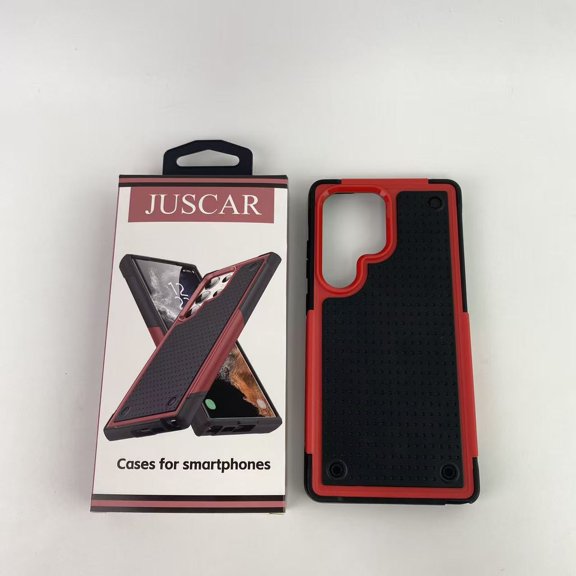 JUSCAR Cases for smartphones, Case for S24 Plus, Full Body Heavy Duty Rugged Shockproof Protective Phone Cover, Black red Matte