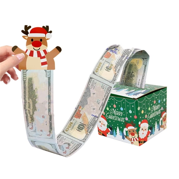JUSEO Christmas Party Gifts, Money Box for Cash Gift, Merry Christmas Money Gift Box with Pull Out Card and Cash Holder, Christmas Money Pull Box for Kids Adults