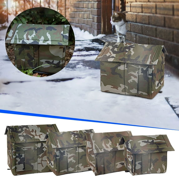 JUSEO Cat House for Outdoor Cats in Winter, Feral Cat Shelter, Cat House Thickened Foldable, Stray Cats Shelter Rainproof and Sunscreen Oxford (S)