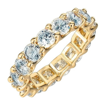 JUSIP 14K Gold Plated Cubic Zirconia Love Rings - 4mm Stackable for Women