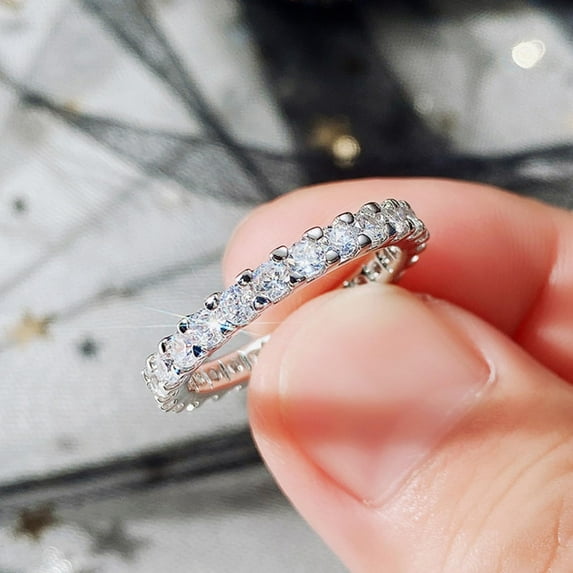 JUSIP 14K Gold Plated Cubic Zirconia Love Rings - 4mm Stackable for Women