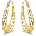 thumbnail image 1 of top-keivon 18K Gold Plated Filigree Hoop Earrings, 1 of 6