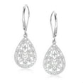 thumbnail image 1 of top-keivon 925 Sterling Silver Teardrop Dangle Earrings for Women Cubic Zirconia Leverback Filigree Drop Dangle Earrings Jewelry Hypoallergenic Silver Teardrop Filigree Earring for Gifts, 1 of 7