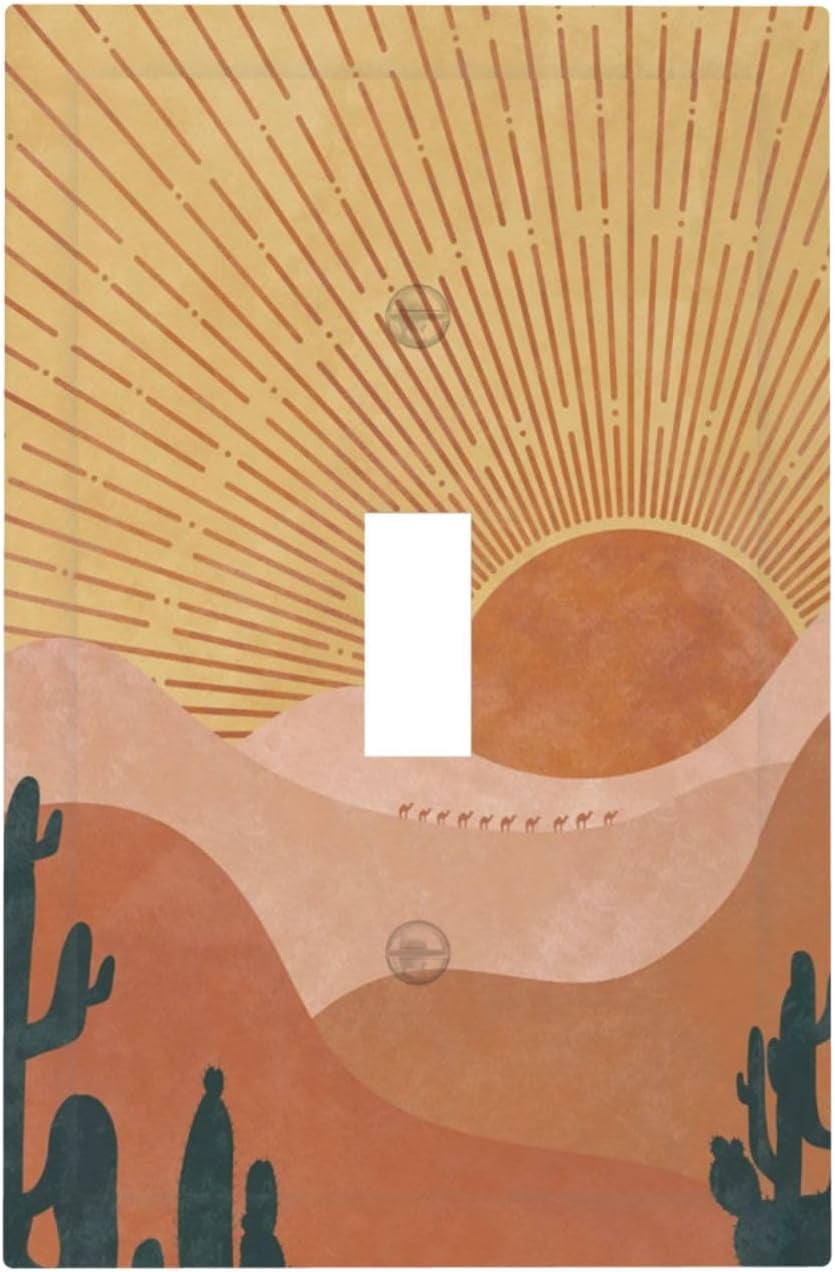 Art Plates 2 Gang Decora GFCI Wall Plate - Desert Mountain Reflection Design, Metal, UV Printed, Made In USA