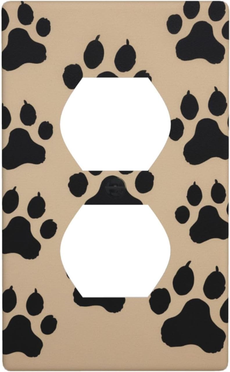 JUSIP Animal Foot Prints Printed Duplex Receptacle Outlet Wall Plate,2