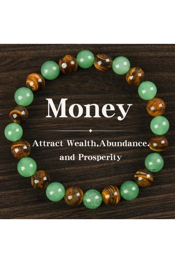 JUSIP Arpurraina Money Attraction Bracelet with Green Aventurine & Tiger Eye - blue friendship bracelet beaded jewelry protection bracelet encouragement gift fashion artificial bracelet