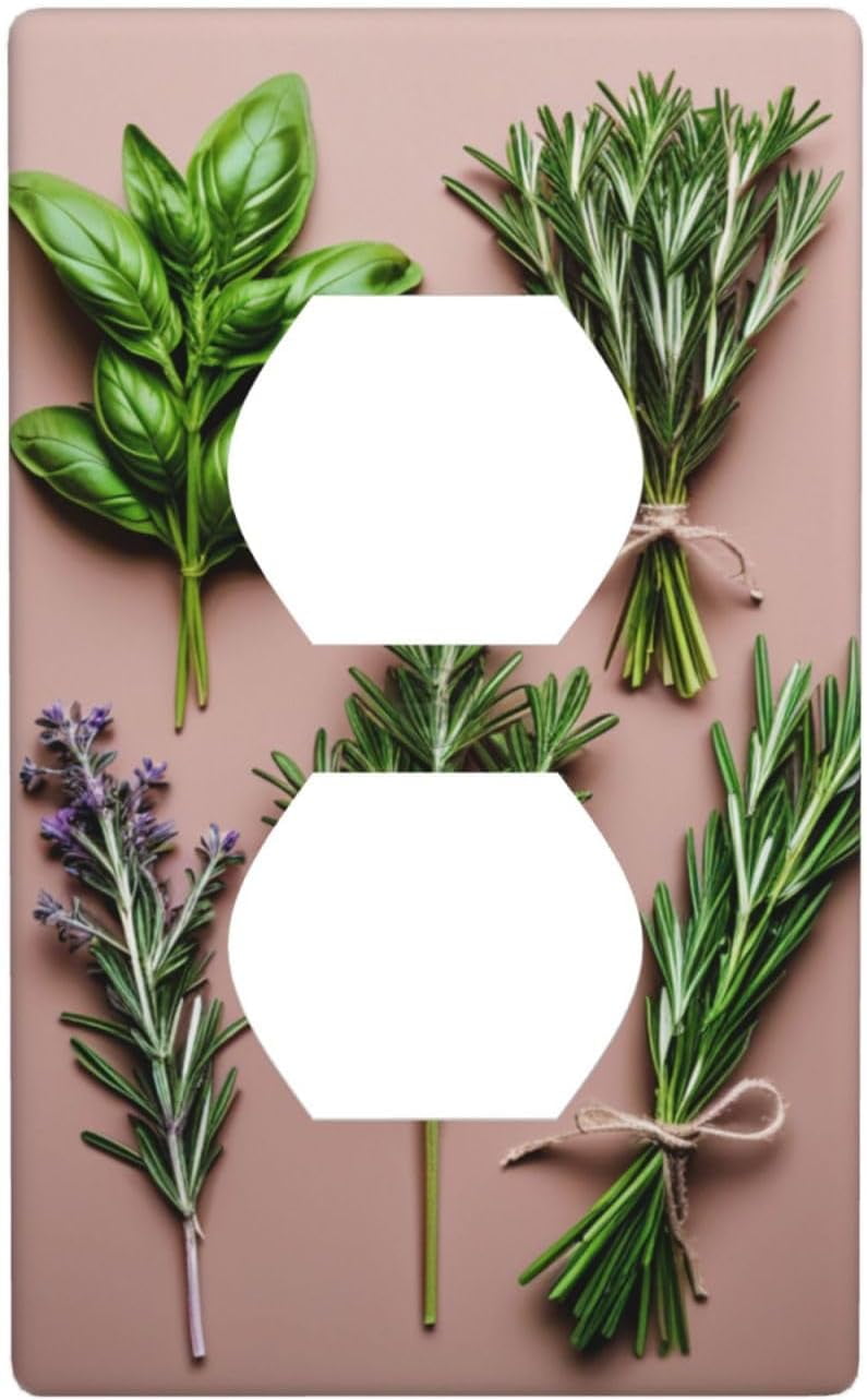 JUSIP Basil Thyme Dill & Rosemary Printed Duplex Receptacle Outlet Wall