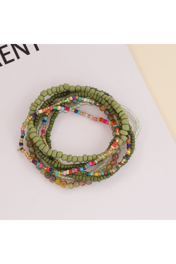 Boho Colorful Handmade Stackable Bead Bracelets Set Multicolor Seed Layered Stretch Bangle Bracelets Vaction Beach Trendy Jewelry Gifts for Women