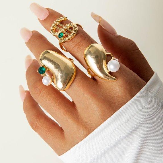 JUSIP Chunky Knuckle Rings for Women Chunky Gold Ring Set Stacking Crystal Knuckle Rings Statement Ring Jewelry