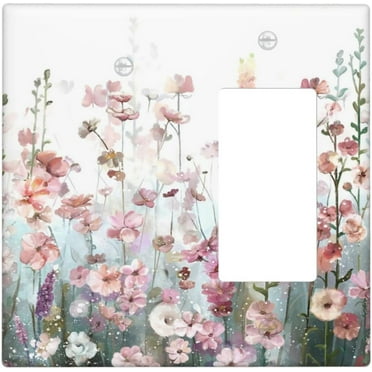 JUSIP Colorful Flowers Triple Light Switch Cover Plate 2 Gang Blank/Rocker Switch Plate Decorative Wall Plates For Kitchen Farmhouse Bedroom Bathroom
