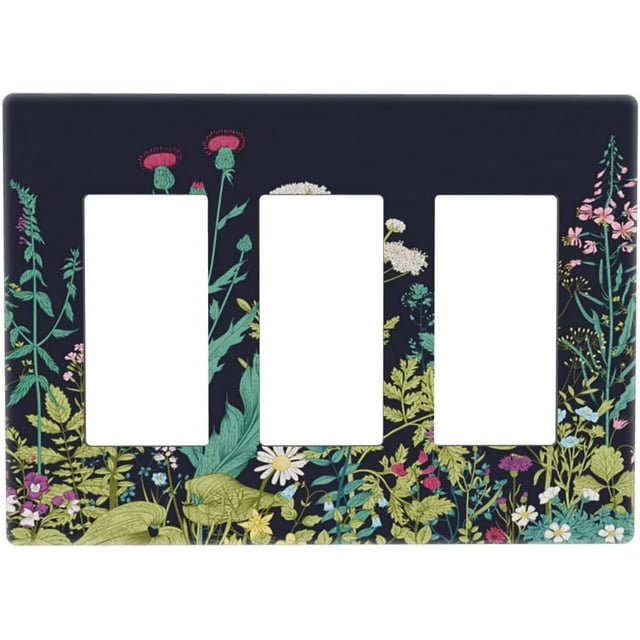 JUSIP Country Vintage Wild Flower Floral Print Decorative 3 Gang Rocker