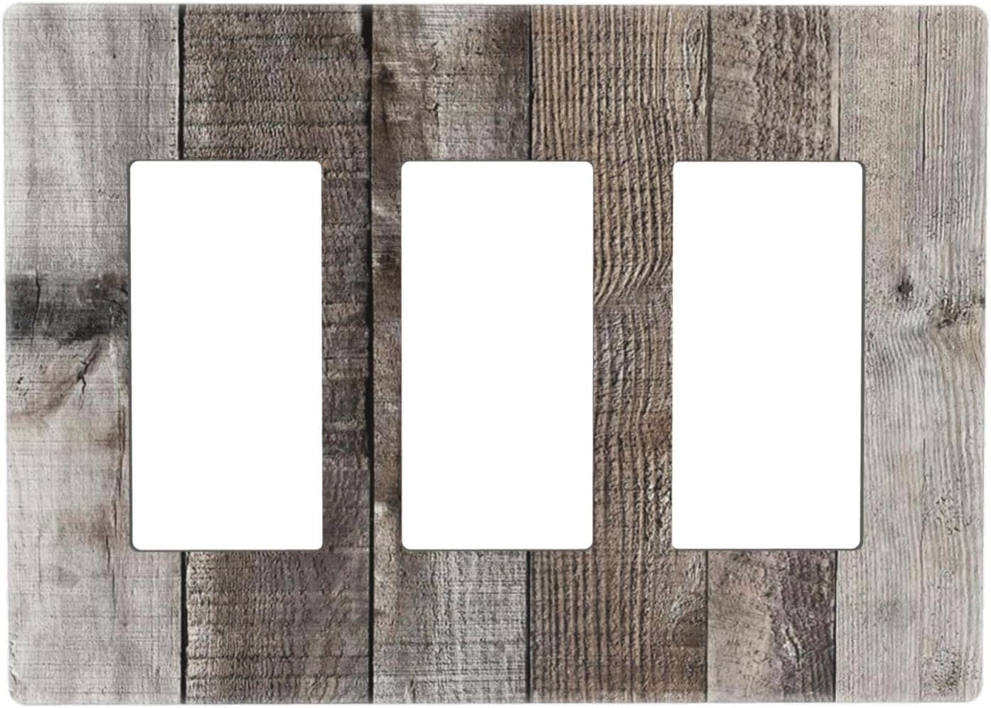 JUSIP Dark Brown Farm Rusitc Wood Wooden Print Decorative 3 Gang Rocker