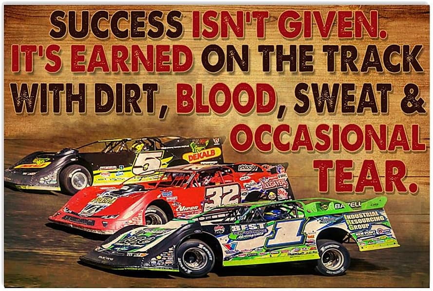 JUSIP Dirt Track Racing Metal Sign, Tin Sign Vintage Wall Decor Home ...