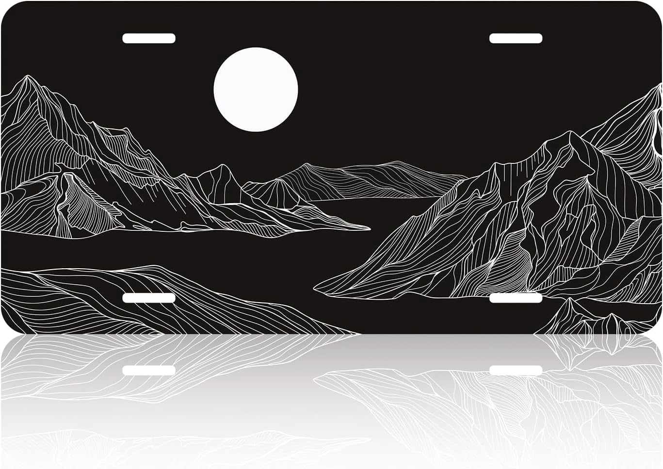 Muishi Pine Trees & Full Moon Decorative License Plate – 6x12 Inch Aluminum Novelty Plate For Wall