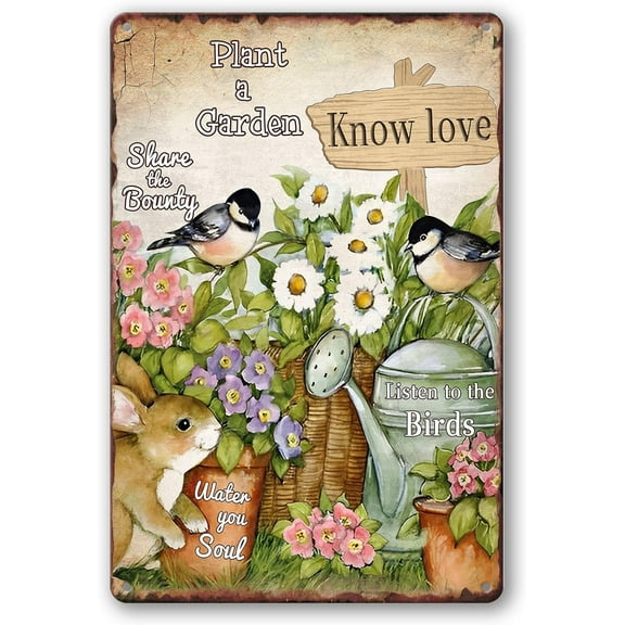 JUSIP Gardening Plaques Flower Yard Metal Sign, Tin Sign Vintage Wall Decor Home Bar Cafe Garage Cave Decor Sign 12 X 8 Inch