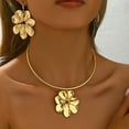 thumbnail image 1 of JUSIP Gold Flower Earrings Necklace Set Flower Jewelry Big Foral Statement Earrings for Women Summer Charm Necklace Beach Vacation Essentials, 1 of 5