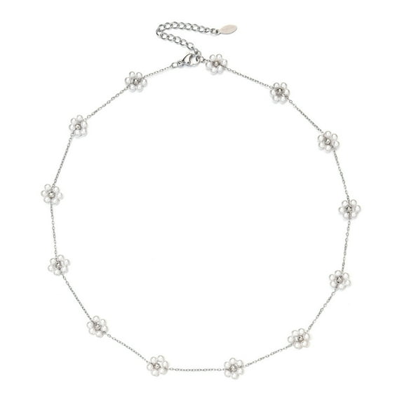 JUSIP Gold Pearl Necklaces Set for Women 14K Gold Plated Dainty Layered Pearl Cute Daisy Pearl Choker Gold Necklace Gifts for Women Gold Trendy Jewelry Gifts