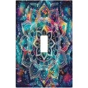 JUSIP Light Switch Cover Colorful Boho Mandala Wall Plate Cover 1 Gang Single Toggle Decorative Outlet Covers Electrical Switchplate for Bathroom Bedroom Decor