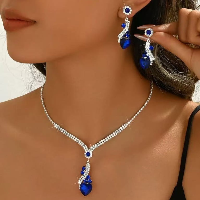 Luxury Teardrop Crystal Bridal Jewelry Set - Rhinestone Necklace & Earrings For Wedding & Party