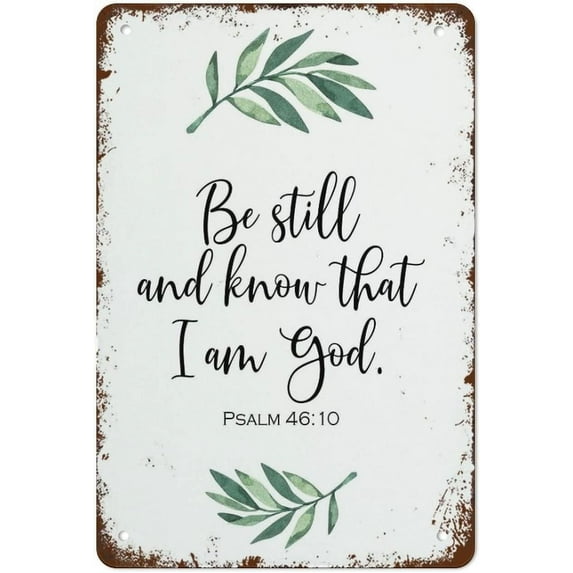 JUSIP Vintage Be Still And Know That I Am God Art Prints Laundry Funny Signs For Wall Art Decor For Home Kitchen Bathroom Restaurant Garden Decorations 8x12 Inch Metal Sign