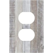 JUSIP White Gray Wood Wooden Grain Print Decorative 1-Gang Duplex Outlet Light Switch Cover Electrical Switch Receptacle Face Wall Plate