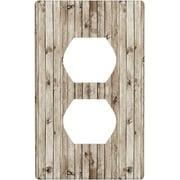 JUSIP Wood Plank 1 Gang Duplex Outlet Light Switch Cover, Farmhouse Wooden Plank Wall Texture Wall Plate Decorative Electrical Switchplate Cover Faceplate for Kitchen Bathroom