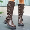 thumbnail image 1 of JUSLIO Boots for Women,Chunky Heel Boots Fashion Casual Mid Calf Boots Comfort Solid Color Square Toe Plus Size Boots, 1 of 9