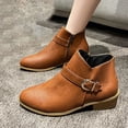 thumbnail image 1 of JUSLIO Boots for Women Chunky Heel Boots Fashion Casual Slip On Zipper Comfort Solid Color Round Toe Plus Size Boots, 1 of 9