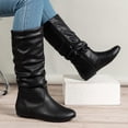 thumbnail image 1 of JUSLIO Boots for Women,Chunky Heel Boots Round Toe Mid Calf Boots Low Heels Ruched Zipper Womens Boots, 1 of 9