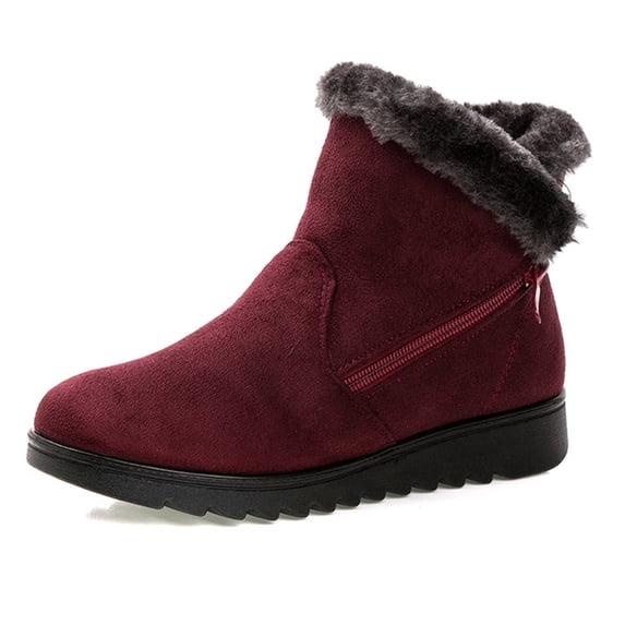 JUSLIO Boots for Women,Flat Boots Womens Snow Boots Ankle Boots Round Toe Fashion Casual Mid Calf Boots