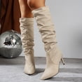 thumbnail image 1 of JUSLIO Boots for Women,High Heel Fashion Casual Mid Calf Boots Comfort Solid Color Lightweight Boots, 1 of 9