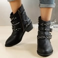 thumbnail image 1 of JUSLIO Boots for Women Mid Calf Boots Fashion Casual Slip On Low Heels Comfort Solid Color Lightweight Boots Womens Boots, 1 of 5