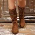 thumbnail image 1 of JUSLIO Boots for Women,Mid-Calf Round-Toe Slip-on Flat Buckle Strap Side Zipper Chelsea Boots, 1 of 9