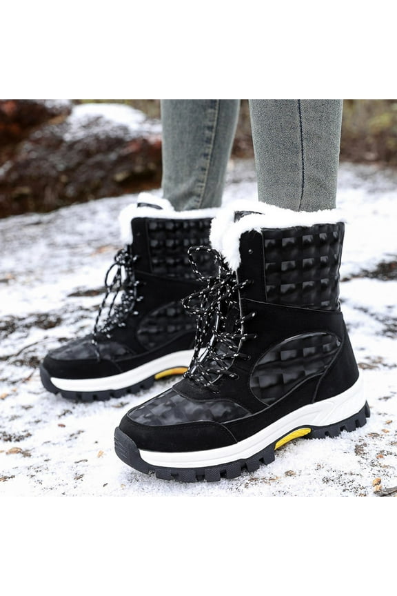Boots for Women Platform Boots Fashion Casual Slip On Warm Fleece Comfort Solid Color Lightweight Boots Womens Boots