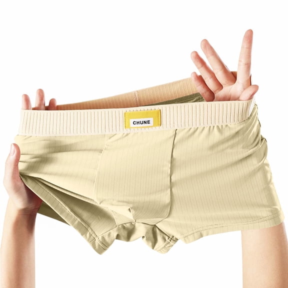 JUSLIO Boxer Briefs for Men Underwear for Men Breathable Trunks Mid waist Comfortable Soft Underwear Yellow XXL
