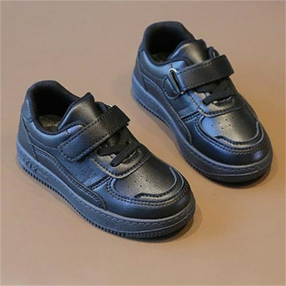 JUSLIO Boy Shoes Flat Soft Sole Sneakers Breathable (Toddler/Little Kid/Big Kid) Shoes 21(US:7) Black