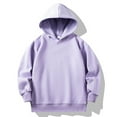 thumbnail image 1 of JUSLIO Boys Hoodies Casual Solid Color Hooded Sweatshirt Athletic Fall/Winter Long Sleeve Tops Sweatshirts Purple(9-10Years）, 1 of 2