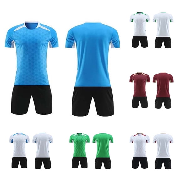 JUSLIO Boys Outfit Sets Football Uniform Big Kids Soccer Jersey Set Round Neck Casual Sporty Short Sleeves Tops, Elastic Waist Shorts 2-Piece T-Shirt & Shorts Set Outfit Breathable 2XS