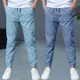 thumbnail image 1 of JUSLIO Boys Sweatpants Linen 2 Pack Solid Color Casual Back to School Joggers Pants 3 Years, 1 of 8